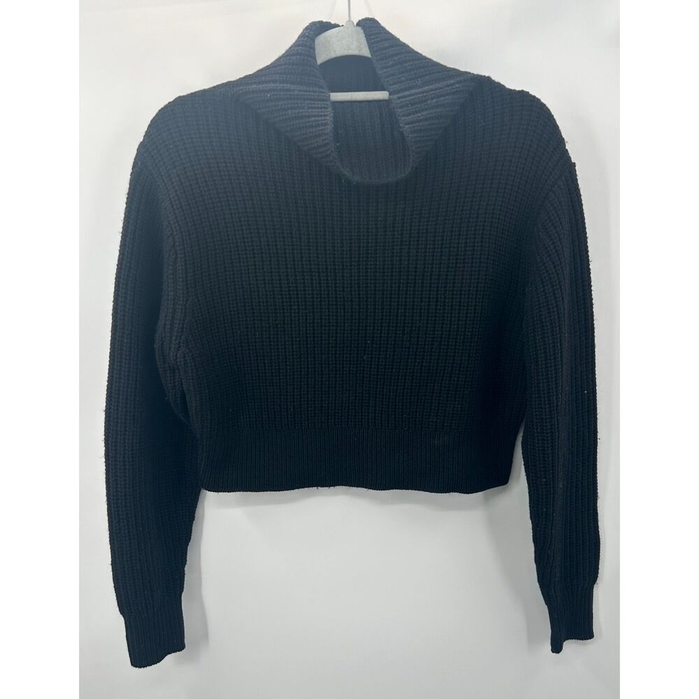 Aritzia Wilfred Merino Wool Knit Mock Neck Cowl Black Sweater Size XS